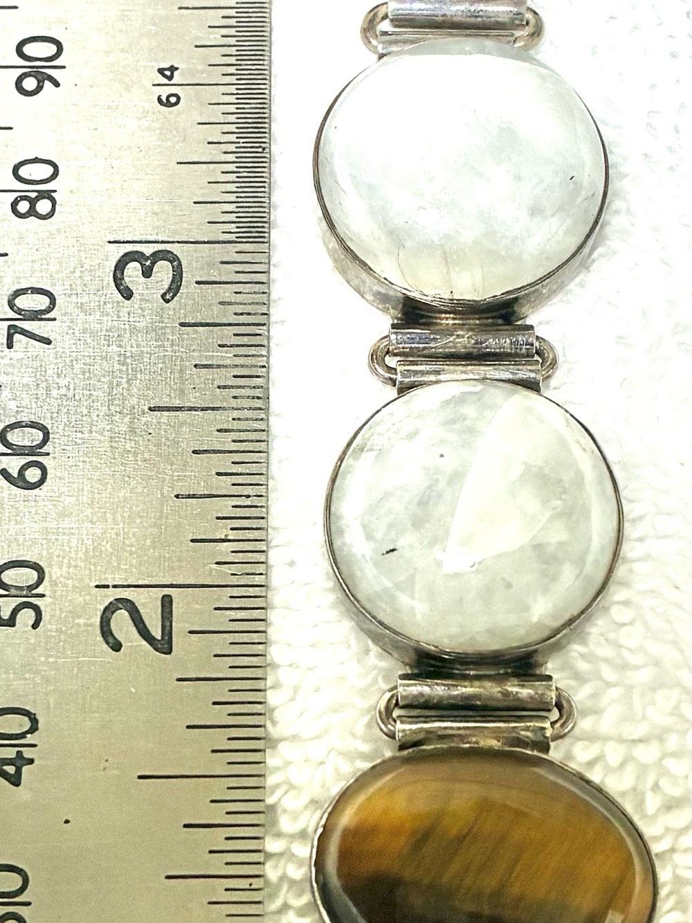 Vintage Victorian Sterling Silver Multi-Gem Link Bracelet - Picture 4 of 5